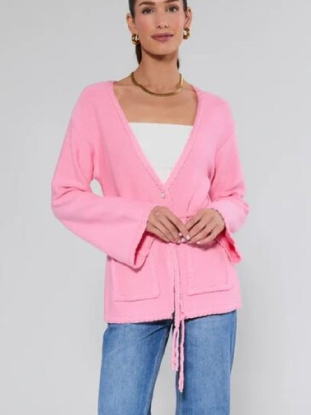 NEW! Avara "Jada" Open Front Pink Cardigan Size Medium